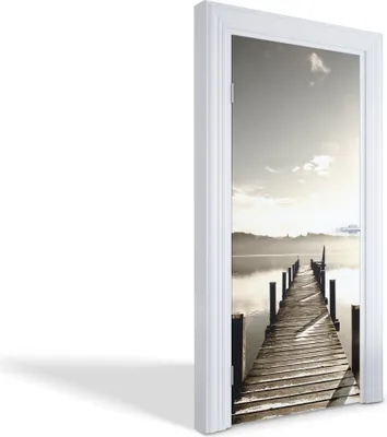 Produktbild von Türdeko Aufkleber Selbstklebende Wandsticker Personalisiert - Pier im Morgengrauen - 95 x 205 cm