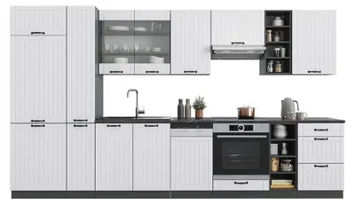 Obrázek produktu pro Kuchyňský kout Vicco Fame-Line Bílý venkovský dům/antracit 355 cm s vysokou skříní, bez pracovní desky, Model 39621