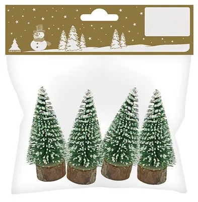 Produktbild von Tannenbäume 7,5 cm grün mit weißem Glitter 4 Stück