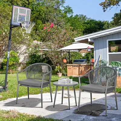 Produktbild von SUGIFT Sitzgruppe wetterfest, Gartenmöbel-Set 3-teilig PE-Rattan 2 Stühle & Tisch Glasplatte, Polyrattan Stahl, Hellgrau  |  Hartglas  |  15 kg  |  58x62x78 cm