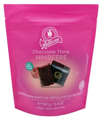 Zdjęcie produktu dla Delitzscher Chocolate Thins, truskawka z polewą, cienkie tabliczki, 150g