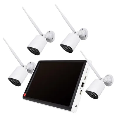 Obrázek produktu pro Sada pro video dohled PNI House WiFi663 NVR s LCD displejem a 4 bezdrátovými venkovními kamerami 3 MP, P2P, IP66