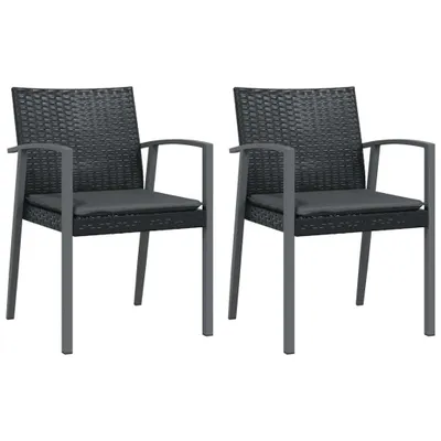 Produktbild von Gartenstühle mit Kissen 2 Stk. Schwarz 56,5x57x83cm Poly Rattan