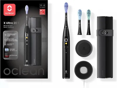Obrázok produktu pre Oclean X Ultra 20 Set Electric Toothbrush, Dospelý, Sonická zubná kefka, 84000 pohybov za minútu, Čierna, 42000 pohybov za minútu, Čierna