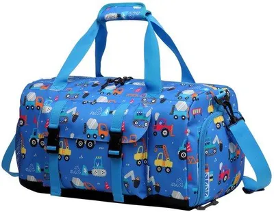 Produktbild von Ibenzoa® Kinder-Sporttasche – wasserabweisende Reisetasche & Schwimmtasche mit Schuhfach, 46,5 x 22 x 26 cm, 26,5 L, blau, verstellbare Träger 80–142 cm