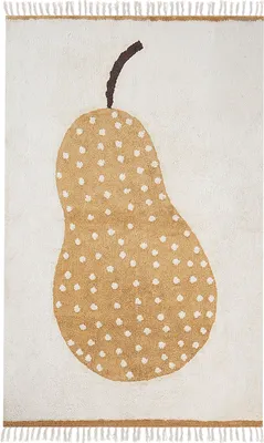 Produktbild von BELIANI Baumwollteppich grauweiß getuftet 140 x 200 cm mit mehrfarbigem Birnenmuster rechteckig