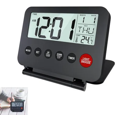 Produktbild von Wecker, Reisewecker Klappbar Digital Batteriebetrieben Tragbarer Wecker für Reisen - Digitale Uhr, Wecker, Timer, Schlummern, Datum, Temperatur