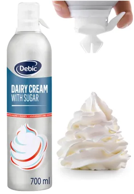 Image de Debic crème fouettée professionnelle avec vaporisateur pratique non sucrée 700ml
