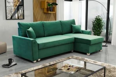 Produktbild von MTJMöbel Ecksofa AURORA 230x140 - UNIVERSALECKE - mit Schlaffunktion - 2 Bettkästen - Bettsofa - Flaschengrüner Samtstoff - MATT VELVET 27217