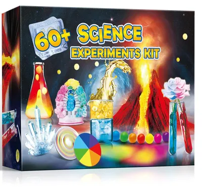 Produktbild von Experimentierkasten Wissenschaftsbaukasten Chemiebaukasten - 65 Experimente - Für Kinder - Chemie und Physik - Optische Täuschungen, Vulkane und Regenbogenregen