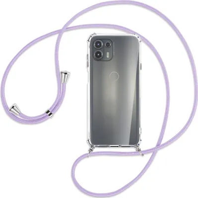 Produktbild von Handykette Backcover-Schutzhülle mit Band (Metall silberfarben) für Motorola Edge 20 Lite (XT2153-1) - violett