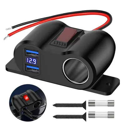 Produktbild von 12V Auto Ladegerät mit Doppel QC3.0 USB & Zigarettenanzünder,36W Schnellladegerät mit Digitalem Voltmeter, LED-Anzeige für 12-24V Auto, LKW
