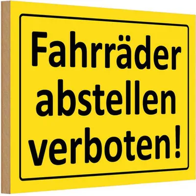 Produktbild von vianmo Holzschild 12x18 cm Fahrräder abstellen verboten Warnschild Hinweisschild