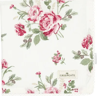 Produktbild von Greengate Leonora Serviette mit Spitze white 40x40cm