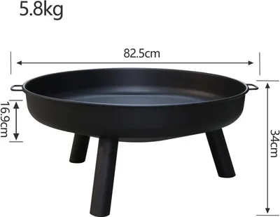 Image de Wolketon 82 cm Bol de feu, Bols de feu en fonte galvanisée avec poignées et pieds amovibles, Foyer pour le jardin, Panier de feu et tonneau de feu