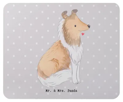 Produktbild von Mr. & Mrs. Panda Mauspad Langhaar Collie Lebensretter - Grau Pastell - Geschenk, Mouse Pad, pc mousepad, Britischer Hütehund, laptop
