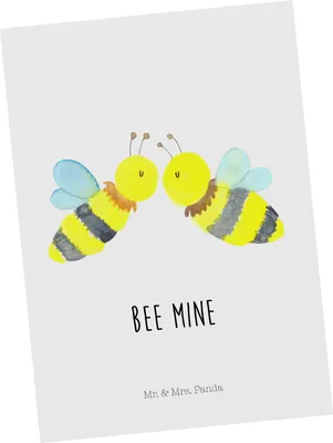 Produktbild von Mr. & Mrs. Panda Postkarte Biene Liebe - Weiß - Geschenk, Grußkarte, bildkarte, Ansichtskarten, Postkarten, einzelkarte