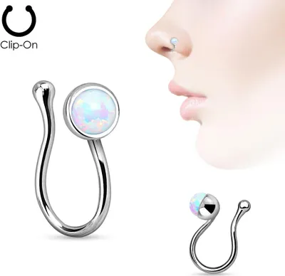 Produktbild von Fake Nasenstecker: Opal Nasenpiercing ohne Loch Weiß