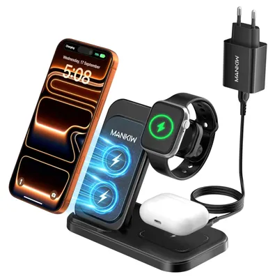 Productafbeelding van 3-in-1 draadloze oplader voor iPhone, iWatch en AirPods