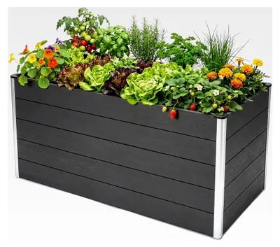 Produktbild von Hochbeet 150x70x75 cm Anthrazit WPC - Wetterfest und pflegeleicht auf Stelzen für Garten, Balkon oder Terrasse