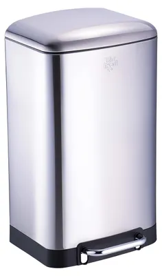 Obrázek produktu pro Pedálový odpadkový koš Dirt Devil 30 l - Kuchyňský odpadkový koš s tichým zavíráním - Nerezový odpadkový koš - Vyjímatelný vnitřní koš - Kuchyňský odpadkový koš 34,5 x 32,5 x 61,5 cm - Stříbrný