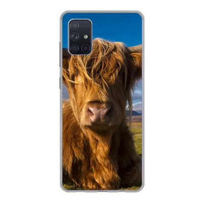 Produktbild von MuchoWow® Handyhülle Schutzhülle Hülle für Samsung Galaxy A71 Schottische Highlander - Tiere - Gras Silikon Softcase Handy Hülle - Kartenbesitzer