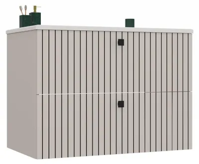 Produktbild von Waschbeckenunterschrank TIGO 80 cm mit Waschbecken 2 Schubladen Rillenfront