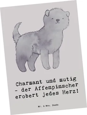 Produktbild von Mr. & Mrs. Panda Postkarte Affenpinscher Charmeur - Grau Pastell - Geschenk, Hundewesen, Hunderassen Vielfalt, Hunderasse, Ansichtskarten, Wohnungshund, Grußkarte, Pflege