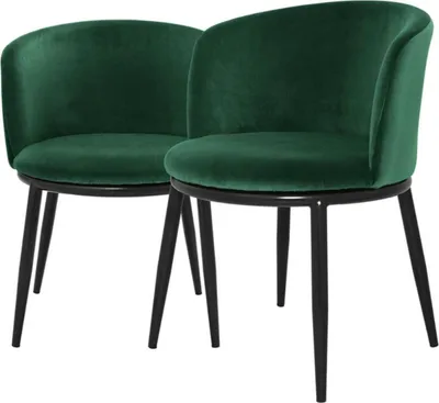Produktbild von Casa Padrino Luxus Esszimmerstuhl Set Grün / Schwarz 57 x 57 x H. 74 cm - Esszimmermöbel
