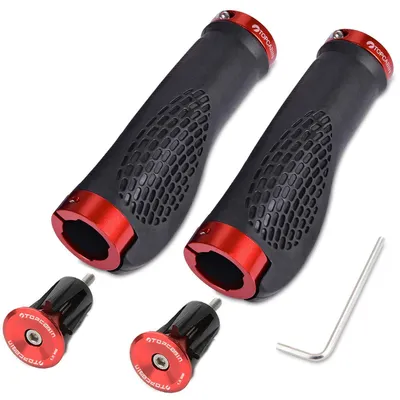 Productafbeelding van Fietsgrepen, 1 paar. Ergonomische schroefgrepen, aluminium. Stuurkopstukken, rood