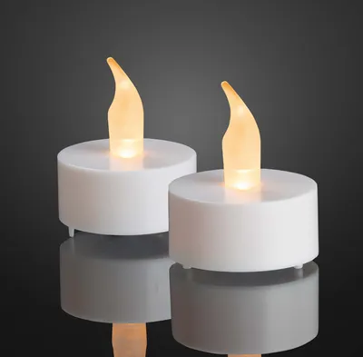Produktbild von LED Teelicht Kerze warmweiß 2er Set Imitat flackernd Batterie Deko Leuchte