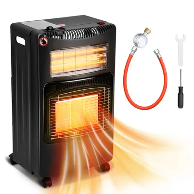 Immagine prodotto di Riscaldatore a gas Jopassy 4,2 KW incl. regolatore+tubo+Adattatore 3 e 4 per UE | Stufa a gas Riscaldatore a gas in Vetroceramica con 3 livelli | Riscaldatore a gas a infrarossi Riscaldatore radiante per bombole di gas butano o propano fino a 15 kg