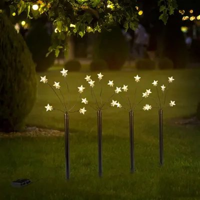 Image de Haushalt International LED - Bâtons d'éclairage de jardin 'Étoile', lot de 4