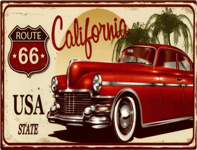 Produktbild von Moritz Deko Blechschild California Route 66 Kalifornien Metallschild Retro Vintage-Design zur Dekoration Wanddekoration