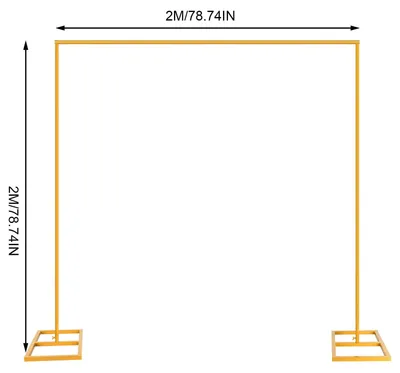 Produktbild von Metallischer Hochzeitsbogen - Quadratisches Backdrop-Gestell - 2 x 2 m - Goldfarben - Für Partydekoration
