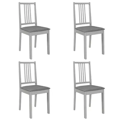 Image de vidaXL Chaises de salle à manger avec coussins 4 pcs. Gris Bois Massif