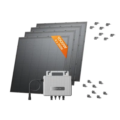 Produktbild von ECOFLOW STREAM Balkonkraftwerk mit Halterung (Verstellbares Fassaden Kit) 0% VAT, 800 W Mikrowechselrichter, 4 × 250 W PV Solarpanels