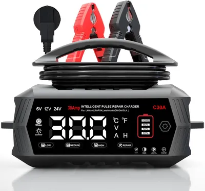 Obrázek produktu pro Nabíječka pro automobily - Nabíječka - Nabíječka baterií - Nabíječka - 30A, vícevoltážová - Inteligentní nabíjení s LCD displejem