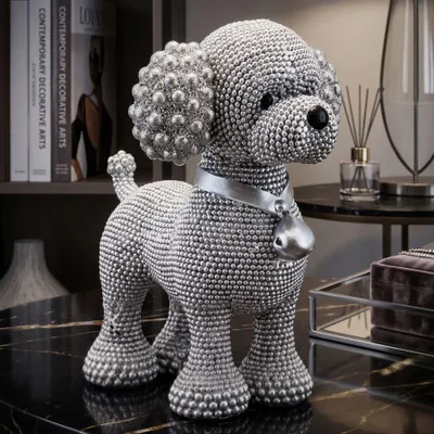 Immagine prodotto di Mauro Ferretti, figurina decorativa a forma di cane bassotto, modello Sparky, dimensioni 15x9,5x15 cm, colore argento