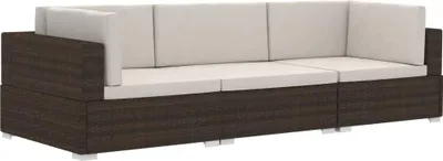 Obrázok produktu pre vidaXL 3-dielna záhradná sedacia súprava s vankúšmi Poly ratan Brown