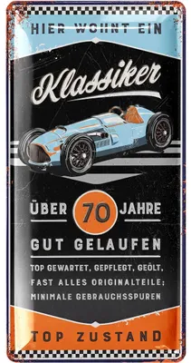 Produktbild von Retro Blechschild 70 Geburtstag Schild, 70 JAHRE KLASSIKER, Alternative zur Geburtstagskarte 70, witziges Geschenk 70 Geburtstag Mann
