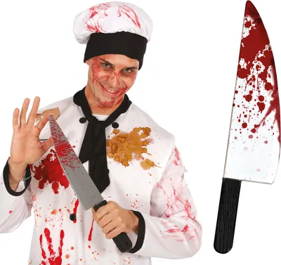 Produktbild von Koch Halloween Mörderisches Requisit Blutige Klinge Schauriges Kostümzubehör Gruselige Dekoration Horror Chef, Farbe: Mehrfarbig
