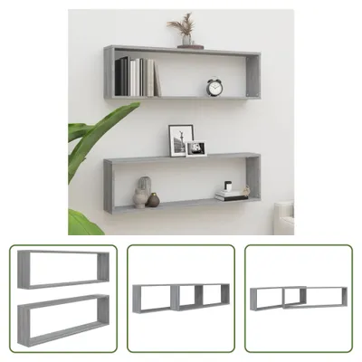 Produktbild von The Living Store Wandregale 2 Stk. Grau Sonoma 100x15x30 cm Holzwerkstoff