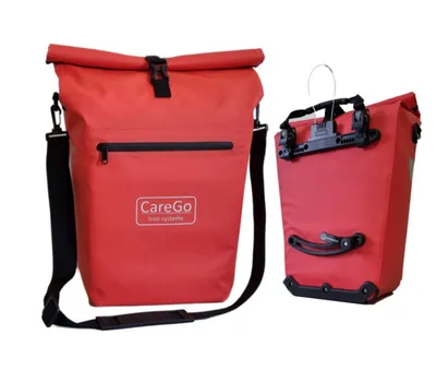 Produktbild von robuste Fahrradpacktasche 28L von mayersport - wasserdicht, abschließbar, mit Helmsicherung - für Gepäckträger, werkzeuglos montierbar, bis 25kg rot