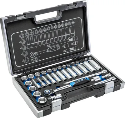 Immagine prodotto di Set di utensili con chiave e cricchetto 36 pezzi HT1R465