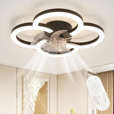 Zdjęcie produktu dla ZMH LED Wentylator sufitowy 40W cichy z lampą pilotem ściemnialny 6 stopni prędkości timer czarny do sypialni kuchni i jadalni