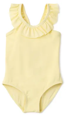 Productafbeelding van A. Essentials. Éénig badpak voor meisjes, met ruches, lichtgeel, maat 2 jaar