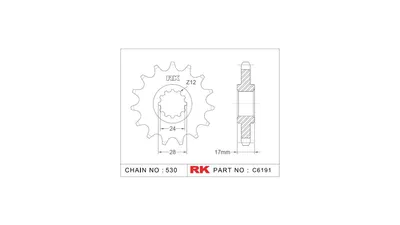Image de Pignon d'entraînement RK "6191" 530, acier 15 dents