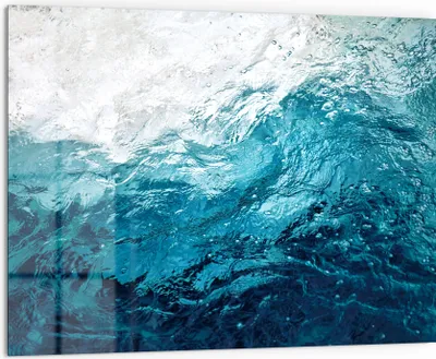 Produktbild von DEQORI Küchenrückwand Glas 80x60 cm 'Blick durch Wellen' Spritzschutz Bad Rückwand