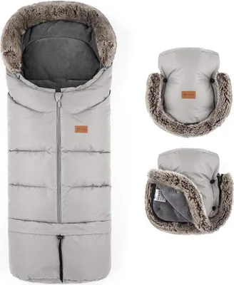 Obrázek produktu pro PETITE&MARS Set zimní fusak Arctic 4v1 + rukavice na kočárek Furry Champagne Shower